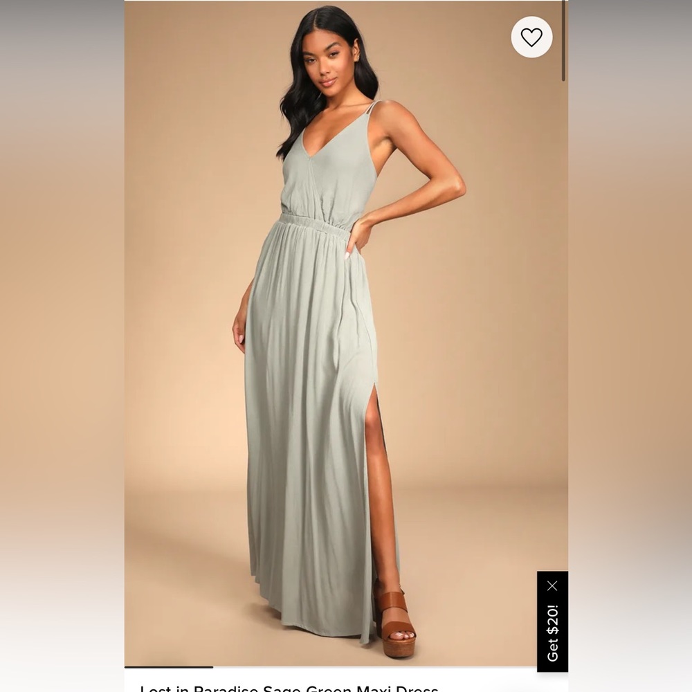 Lulu’s lost in paradise sage green maxi dress